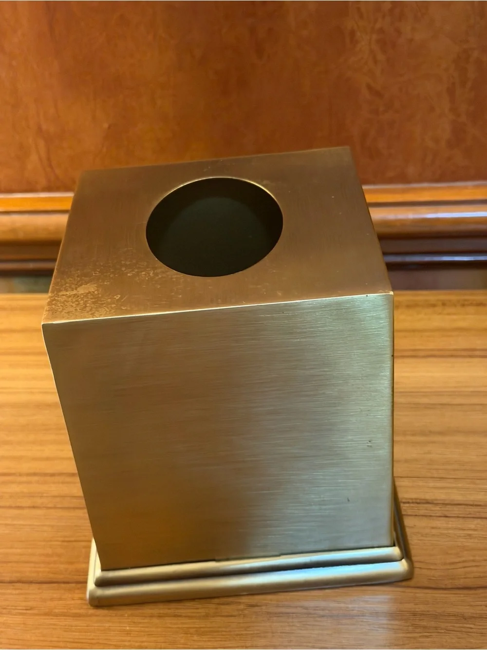Vintage Matte Brass Square Tissue Box Cover Cube Hollywood Regency Vanity 6x6